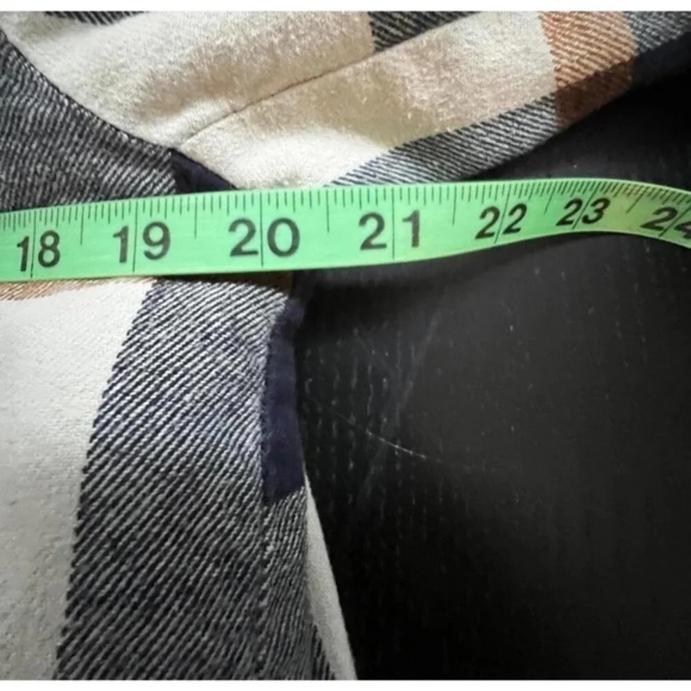 Levi Strauss & Co Hooded Flannel Jacket‎ Plaid Sherpa Lined Navy Orange Small